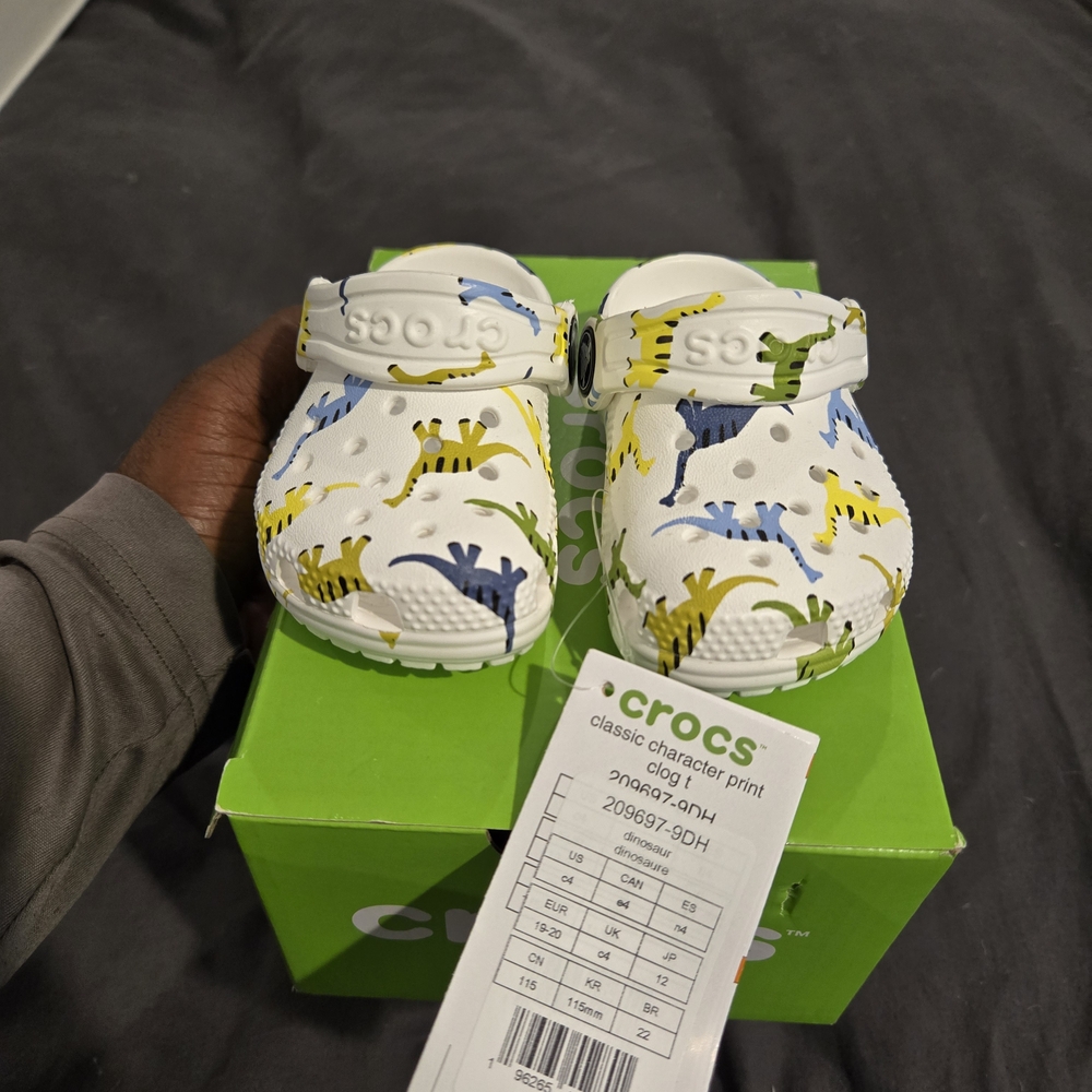 Crocs Kids Classic Character Print Clog - White and Blue